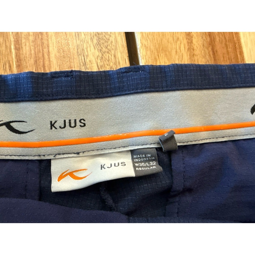KJUS Blue Tailored Fit Regular Stretch Zip Fly Men Trade Wind Pants W35 L32 - Picture 2 of 8